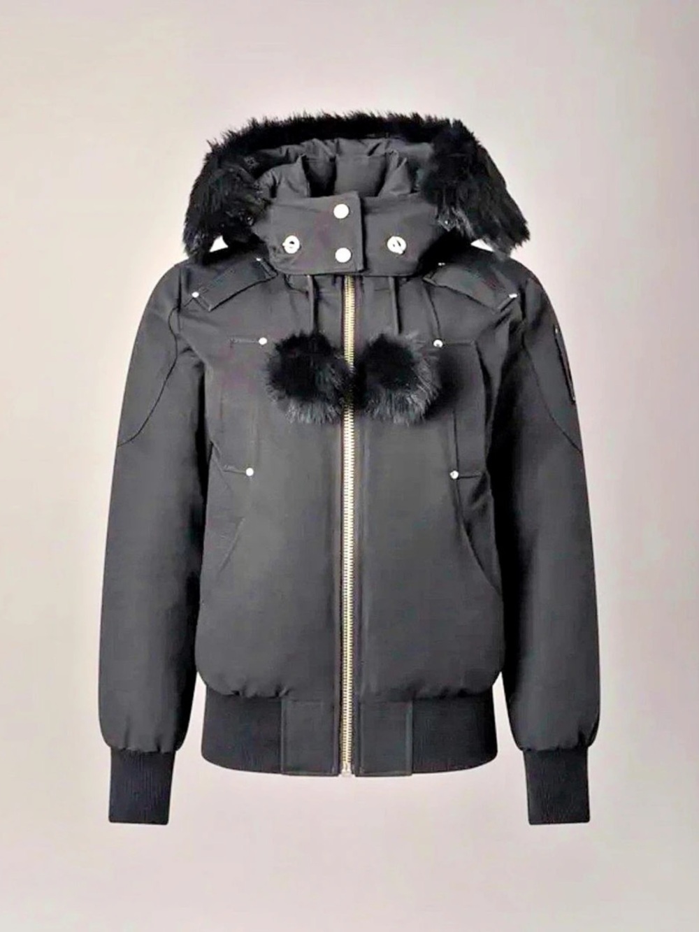Moose Knuckles Original Debbie Down Bomber Black Puffer Jacket